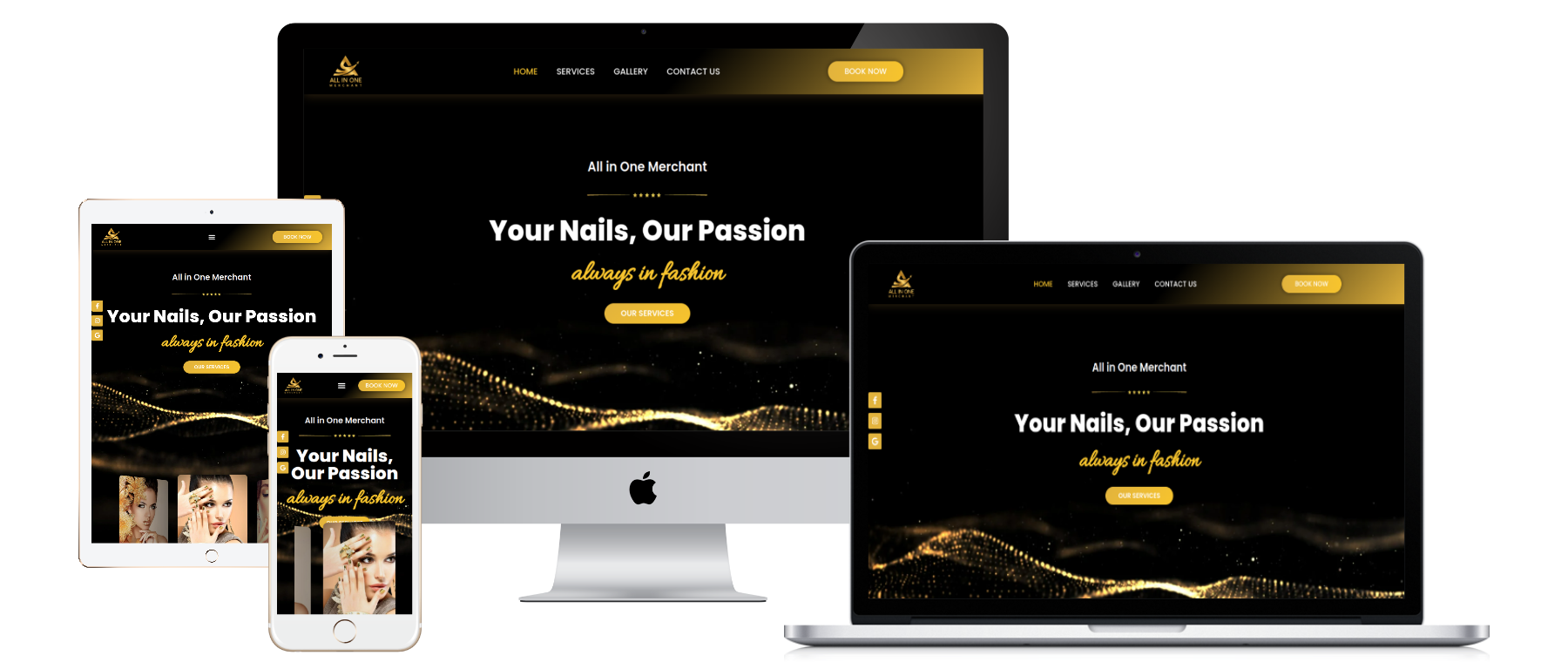 Responsive website mockup for Template A037